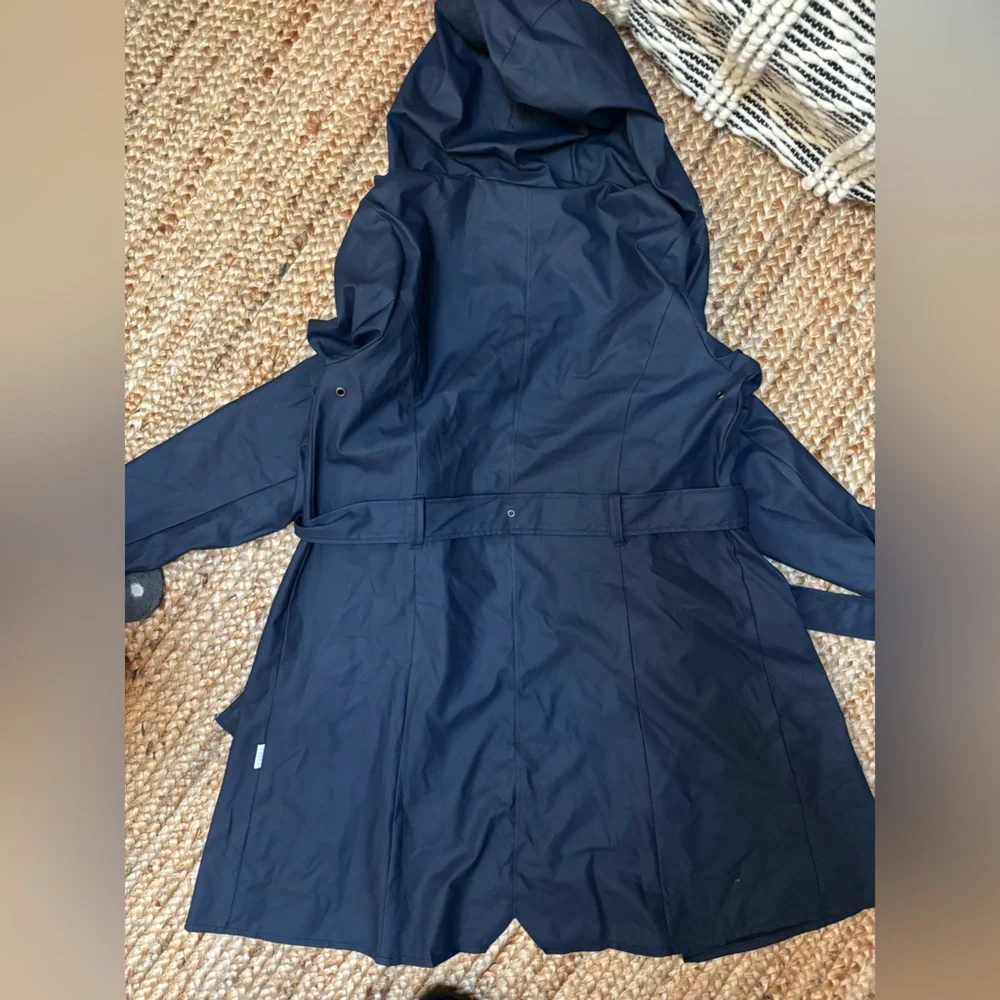 Rains Women's Blue Curve Long Trench - Picture 2 of 4